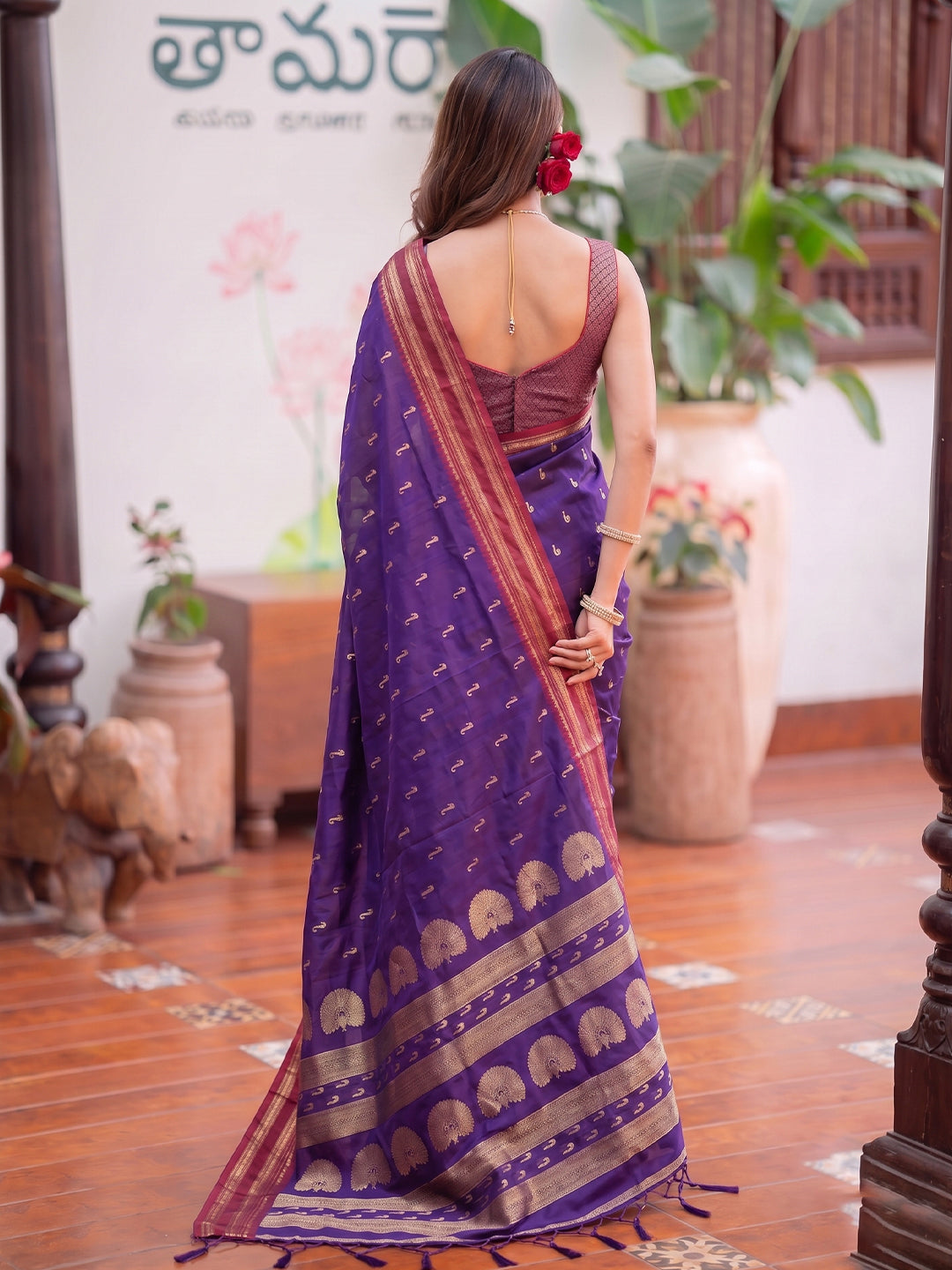 Sutriti Purple Soft Silk Saree for Women Traditional Festive Wedding Saree