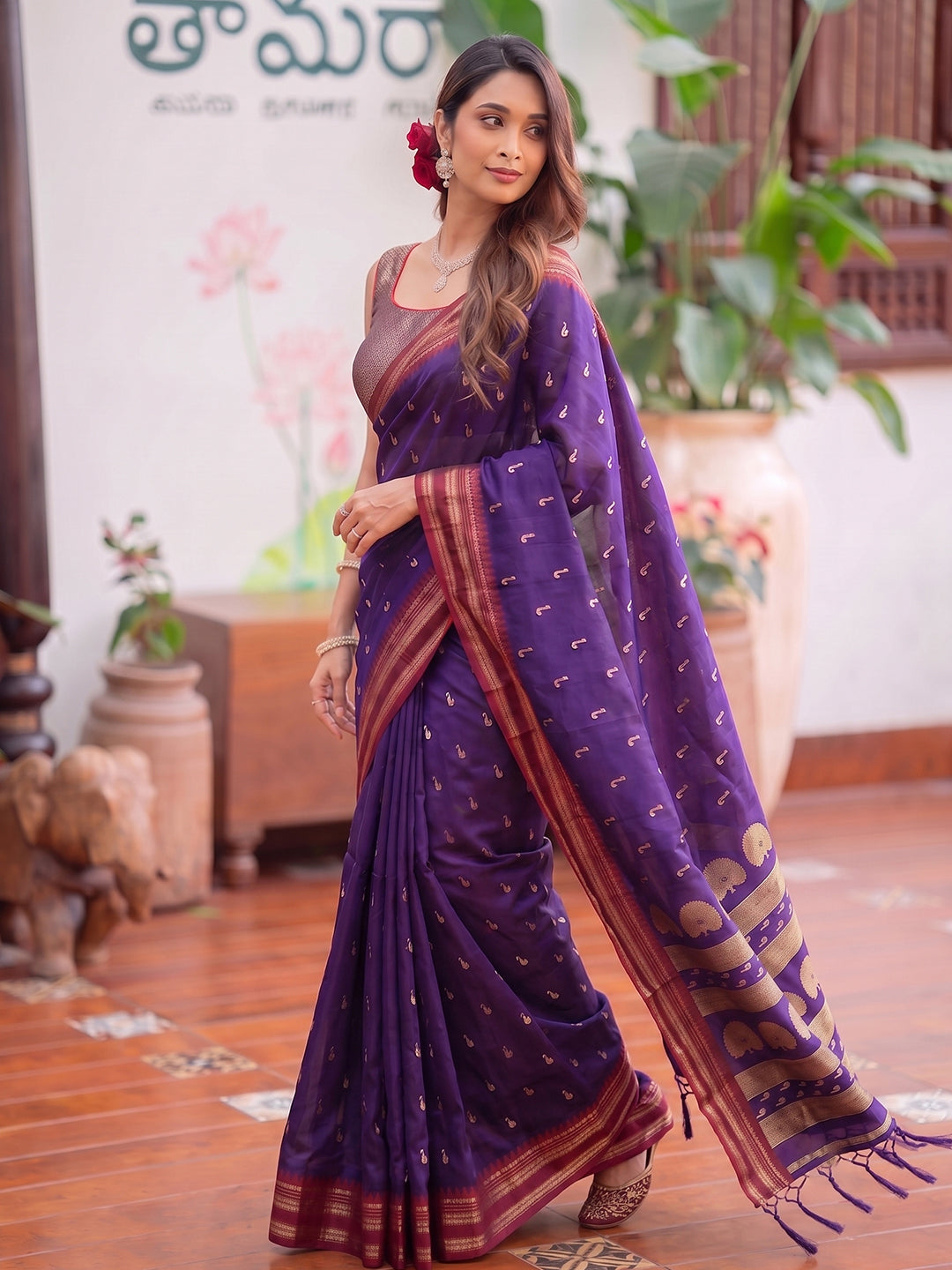 Sutriti Purple Soft Silk Saree for Women Traditional Festive Wedding Saree