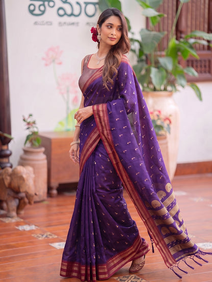 Sutriti Purple Soft Silk Saree for Women Traditional Festive Wedding Saree
