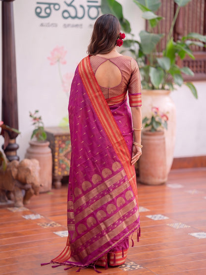 Sutriti Magenta Pink Soft Silk Saree for Women Traditional Festive Saree