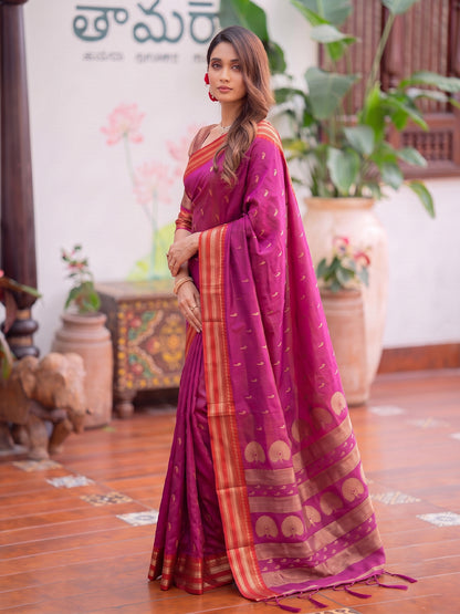 Sutriti Magenta Pink Soft Silk Saree for Women Traditional Festive Saree