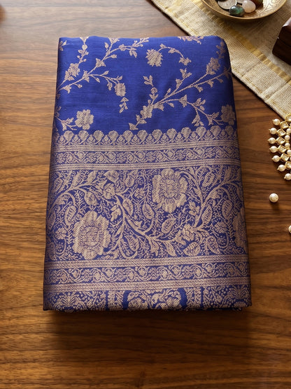 Sutriti Elegant Navy Blue Soft Silk Saree for Women Festive Wedding Party Wear