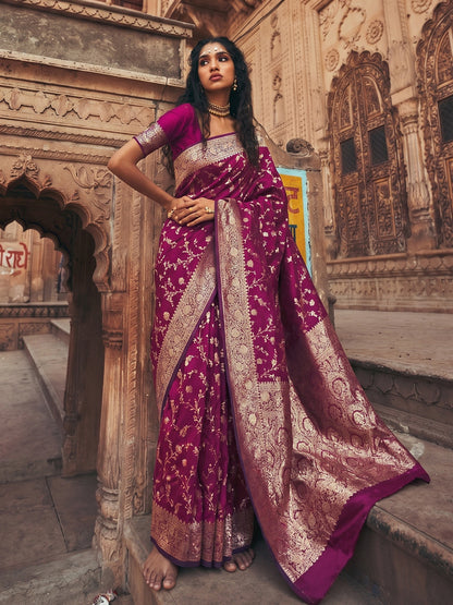 Sutriti Exclusive Wine Soft Silk Saree for Women Festive Wedding Traditional Wear