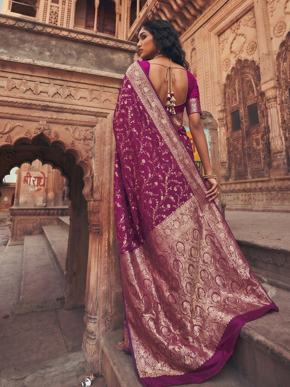 Sutriti Exclusive Wine Soft Silk Saree for Women Festive Wedding Traditional Wear