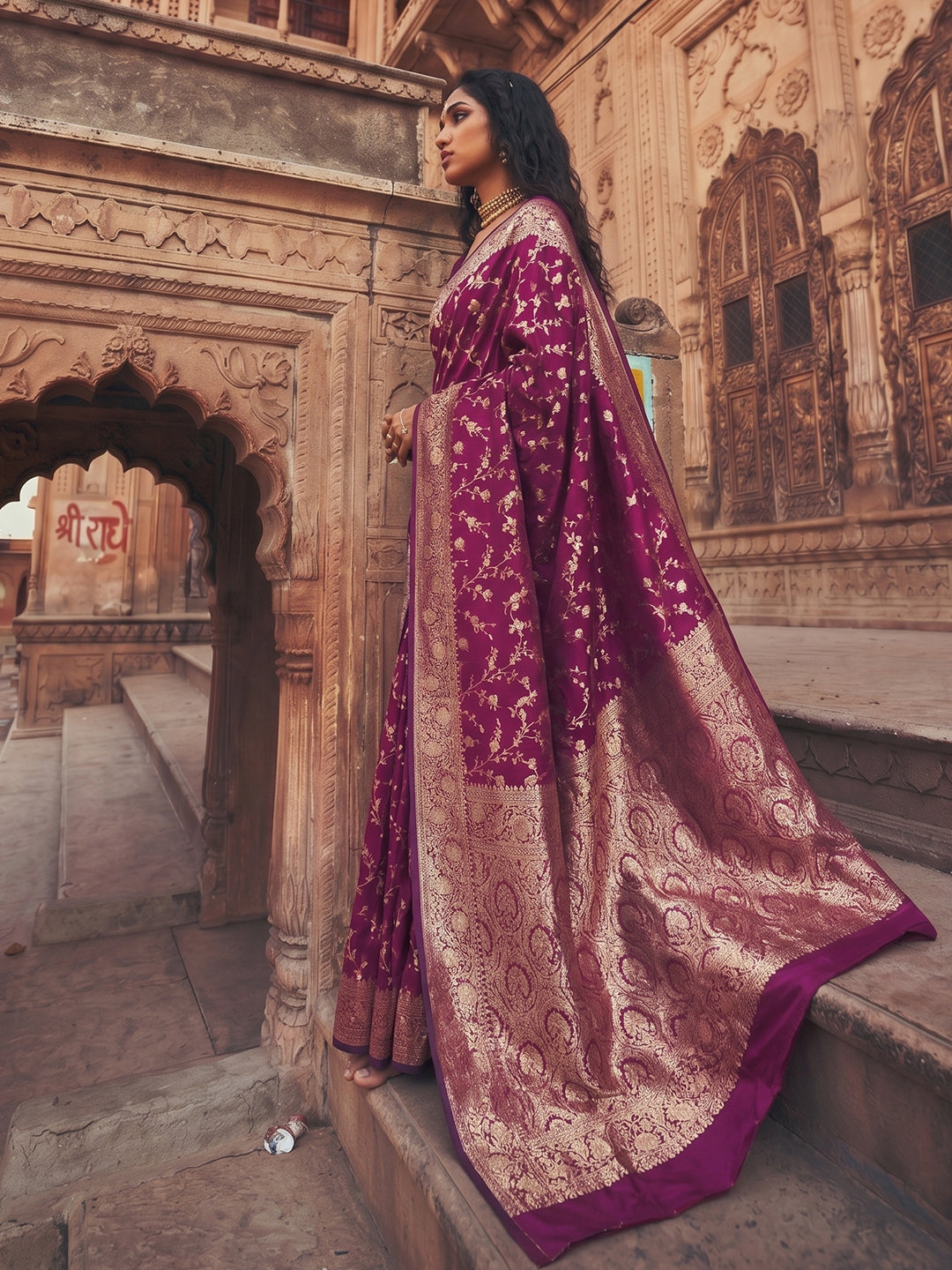 Sutriti Exclusive Wine Soft Silk Saree for Women Festive Wedding Traditional Wear