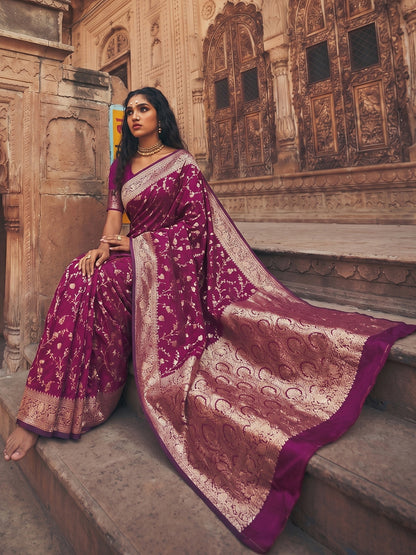 Sutriti Exclusive Wine Soft Silk Saree for Women Festive Wedding Traditional Wear