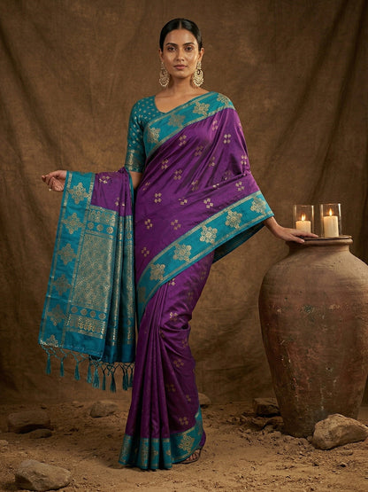 Sutriti Blue Banarasi Soft Silk Saree for Women Festive Wedding Ethnic Saree