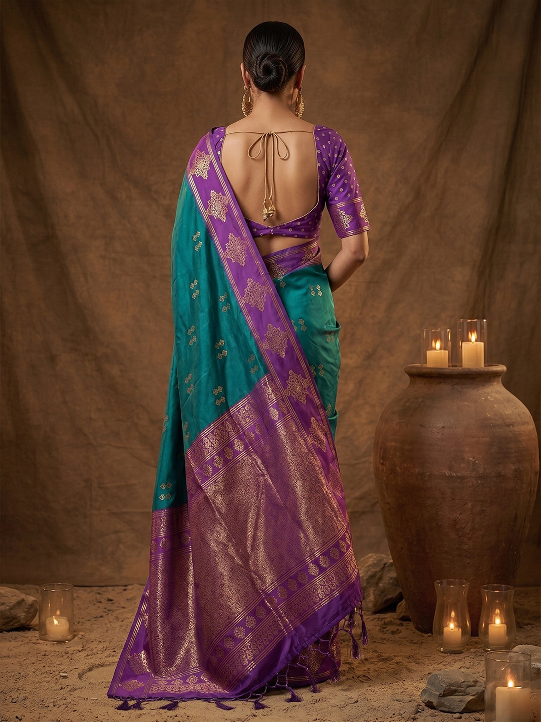 Sutriti Teal Green Banarasi Soft Silk Saree for Women Wedding Festive Ethnic Wear