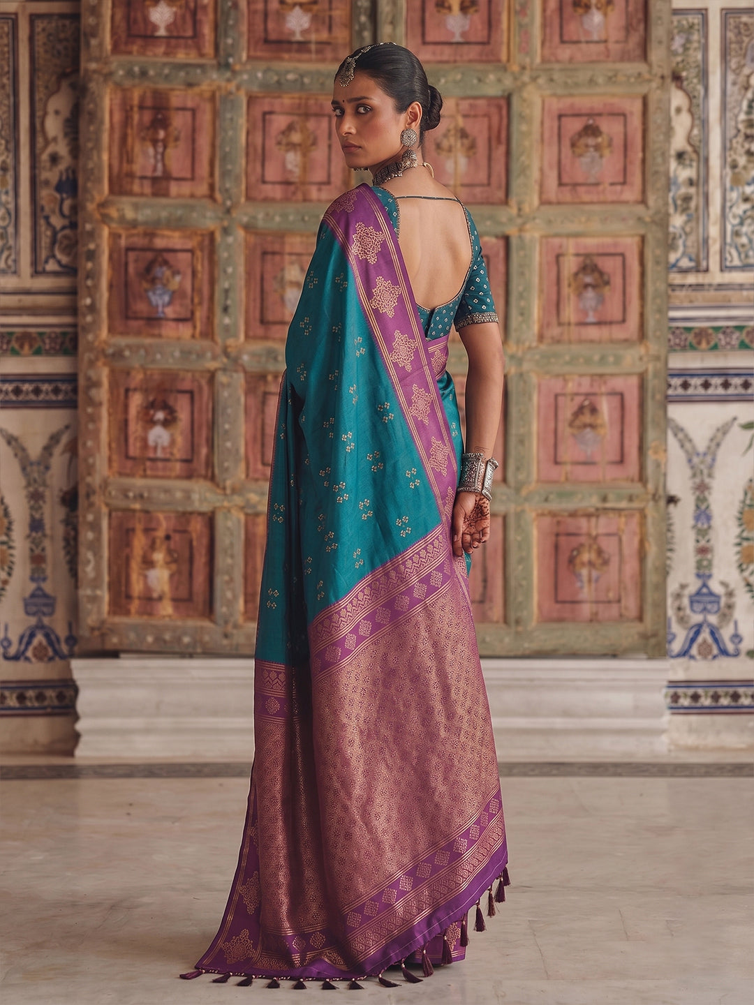 Sutriti Teal Green Banarasi Soft Silk Saree for Women Wedding Festive Ethnic Wear
