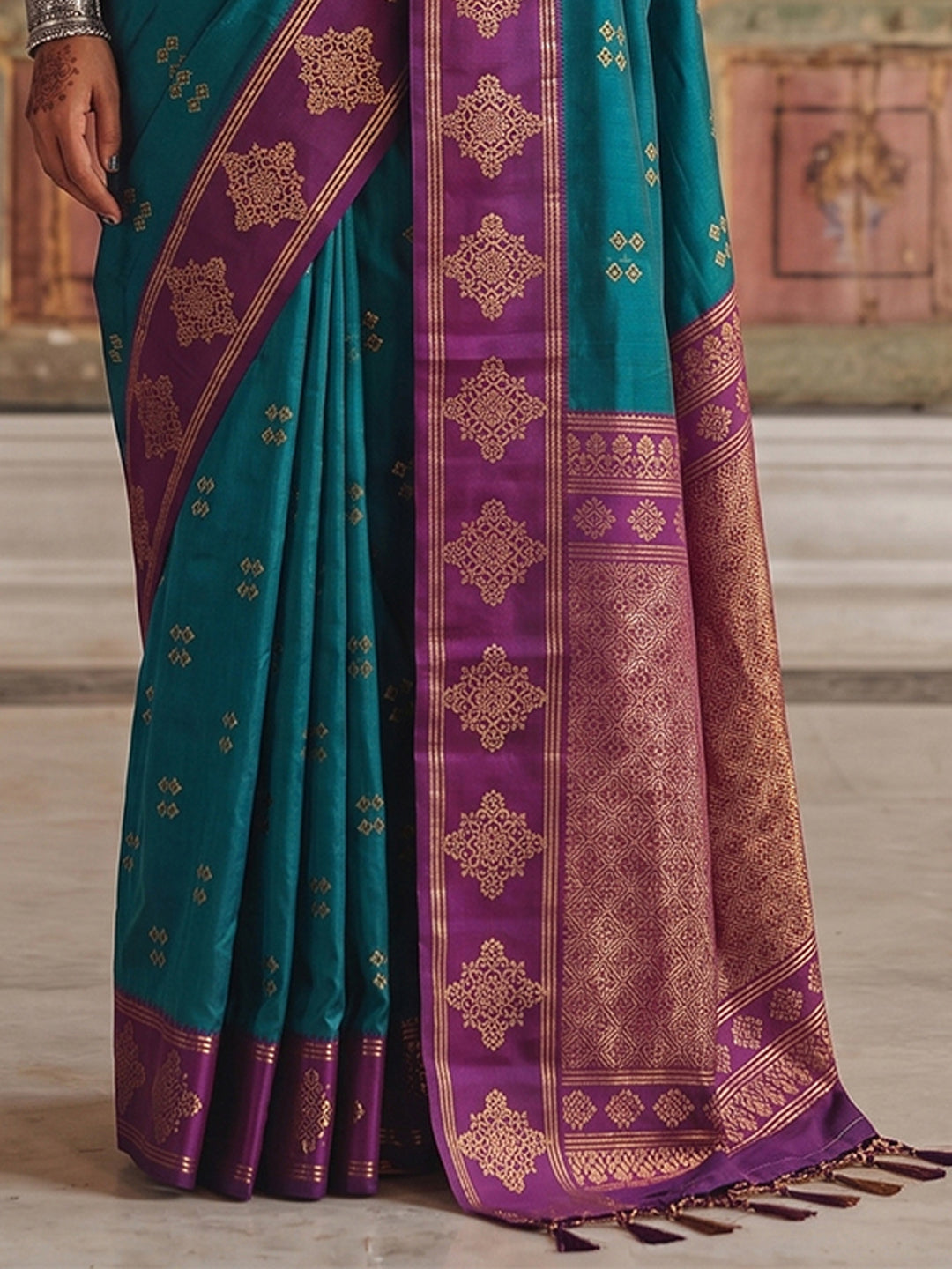 Sutriti Teal Green Banarasi Soft Silk Saree for Women Wedding Festive Ethnic Wear