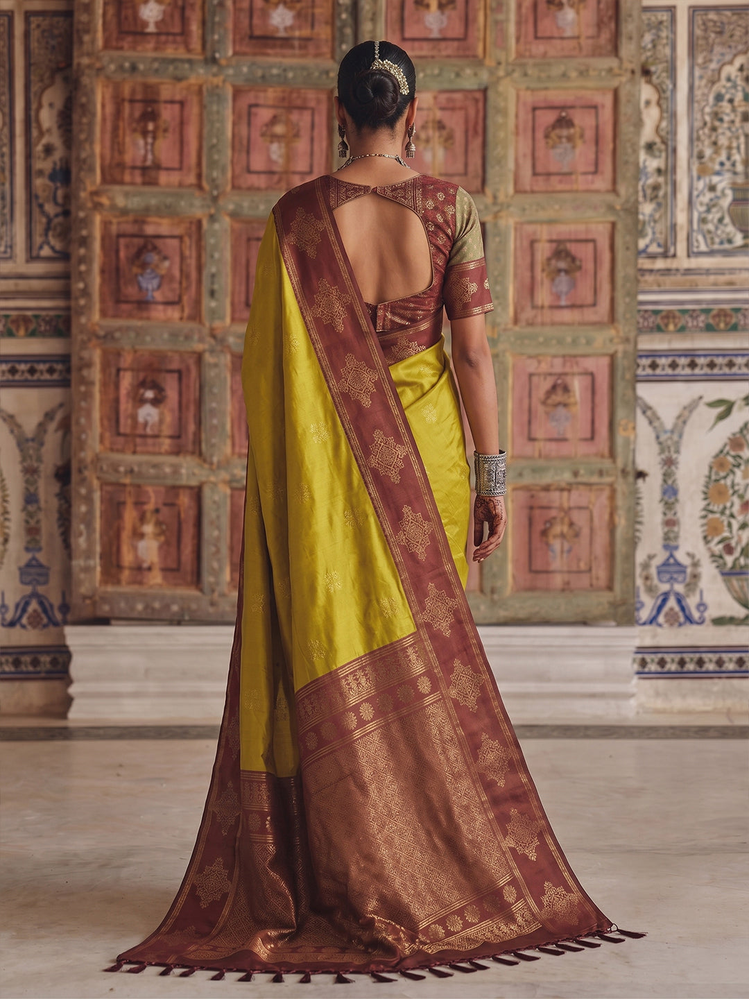 Sutriti Mustard Yellow Banarasi Soft Silk Saree for Women Wedding Festive Saree