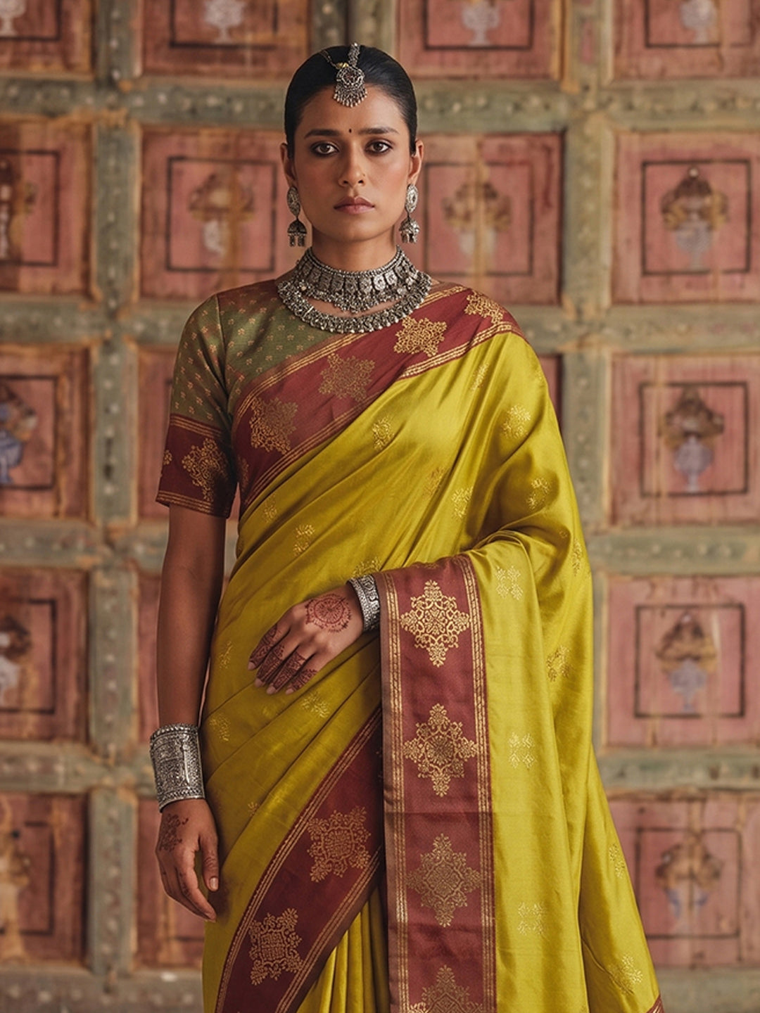 Sutriti Mustard Yellow Banarasi Soft Silk Saree for Women Wedding Festive Saree