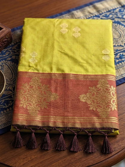 Sutriti Mustard Yellow Banarasi Soft Silk Saree for Women Wedding Festive Saree