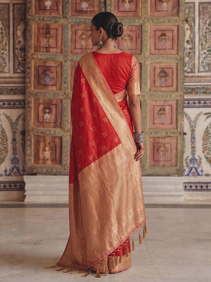 Sutriti Red Banarasi Soft Silk Saree for Women Wedding Festive Ethnic Saree
