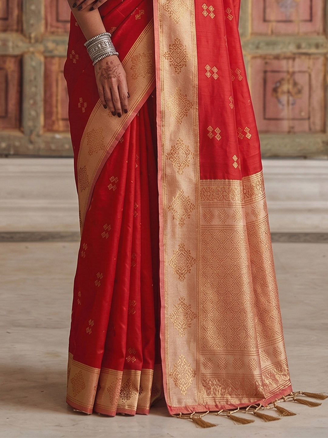 Sutriti Red Banarasi Soft Silk Saree for Women Wedding Festive Ethnic Saree
