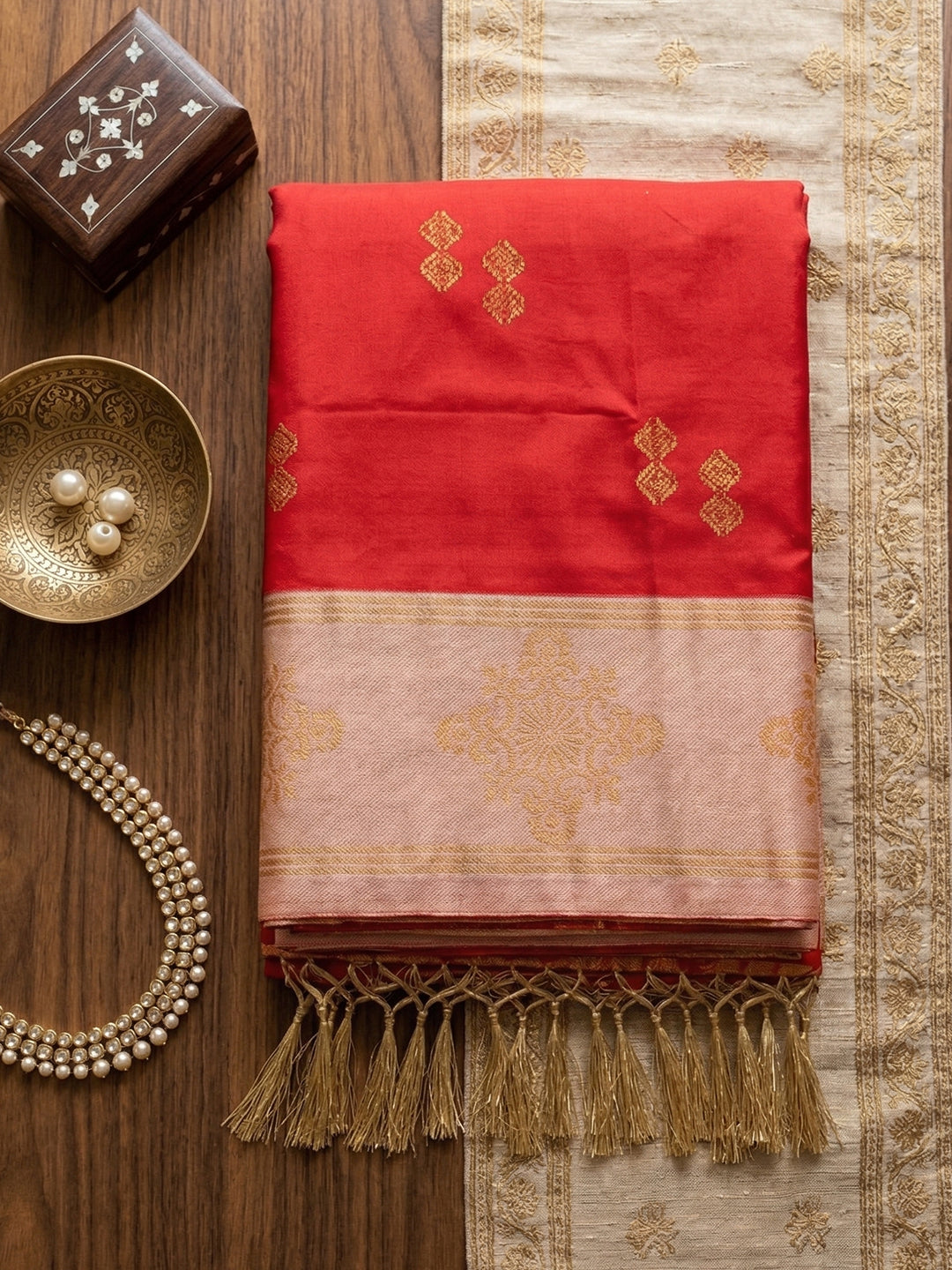 Sutriti Red Banarasi Soft Silk Saree for Women Wedding Festive Ethnic Saree
