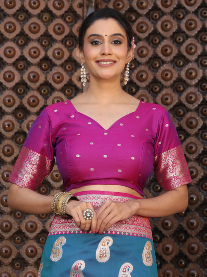 SUTRITI Banarasi Style Paisley Butti Saree for Women | Rich Woven Border & Grand Pallu | Festive Wedding Party Saree | Soft Elegant Drape | With Unstitched Blouse Piece|