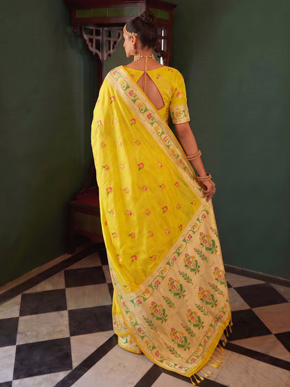 Sutriti Mustard Tissue Silk Saree for Women Festive Party Wedding Wear
