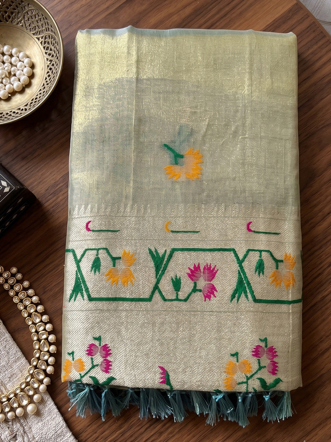 Sutriti Sky Blue Tissue Silk Saree for Women Festive Party Wedding Wear