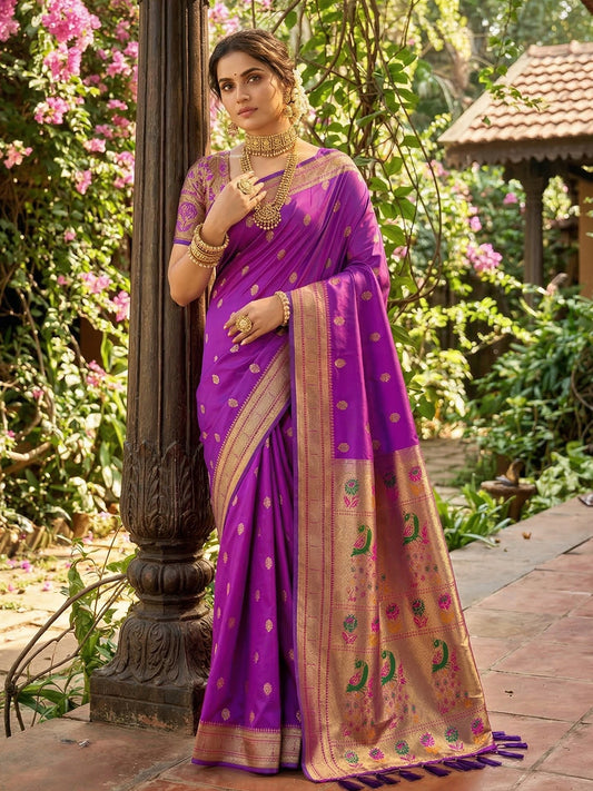 Sutriti Women's Blue Paithani Soft Silk Saree for Festive PSofty & Wedding Wear with Blouse Piece