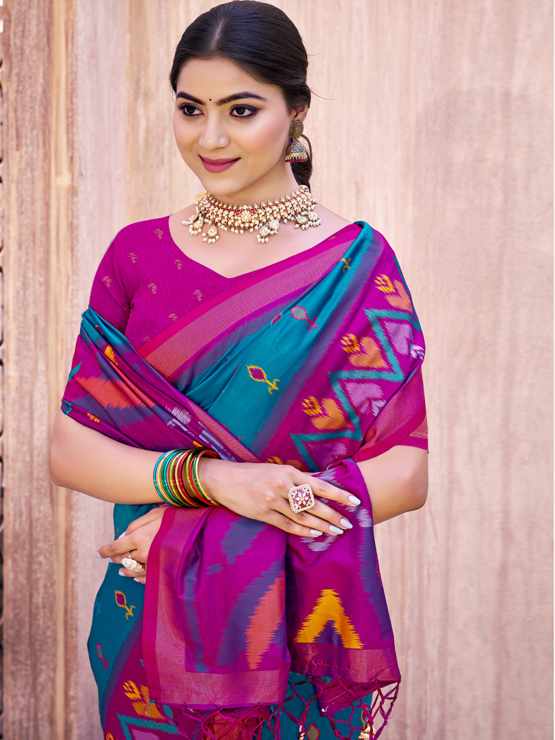 Sutriti Sky Blue Pochampalli Silk Saree | Elegant Traditional Wedding & Festive Wear Saree