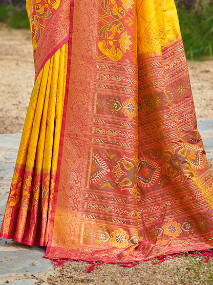 Sutriti Yellow Pochampalli Silk Saree for Women | Wedding & Festive Wear Saree
