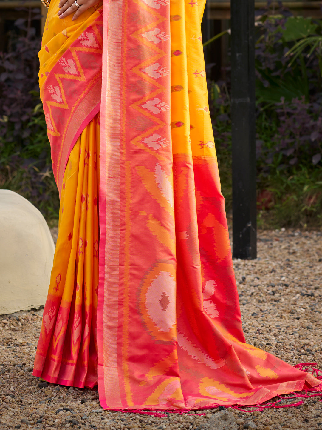 Sutriti Yellow Pochampalli Silk Saree | Traditional Wedding & Festive Wear Saree