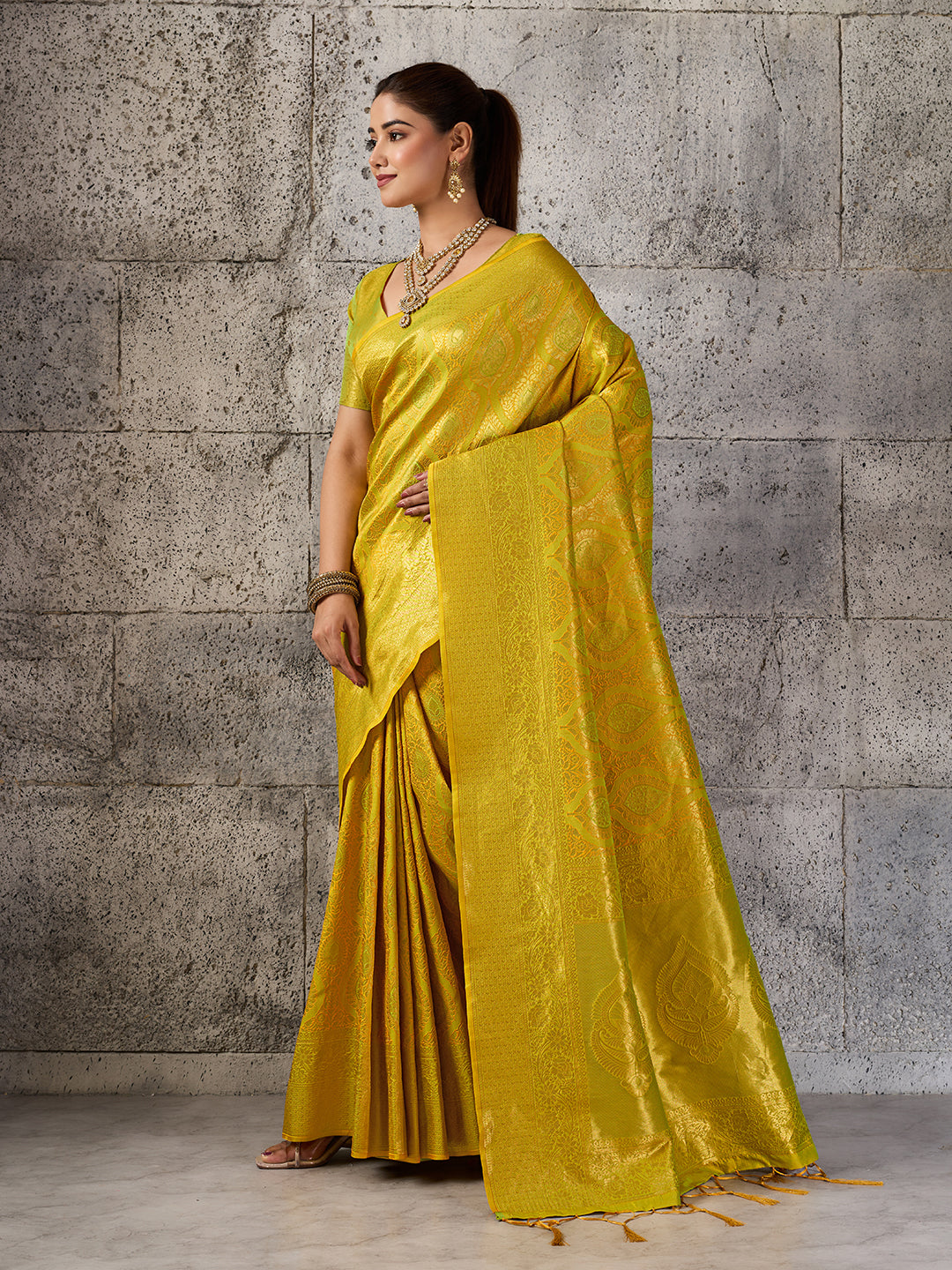Sutriti Mustard Yellow Banarasi Silk Saree for Women - Festive & Wedding Wear