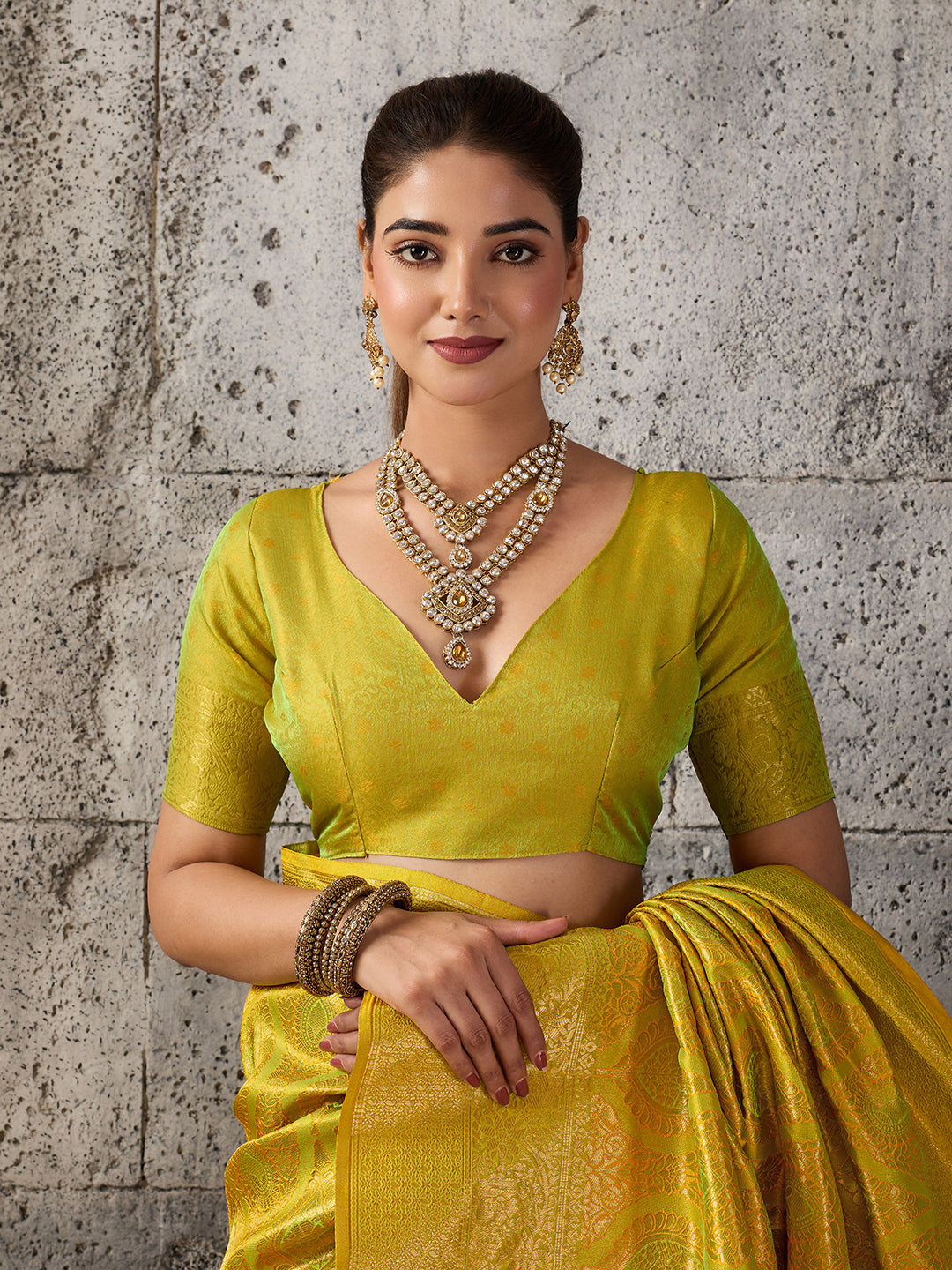 Sutriti Mustard Yellow Banarasi Silk Saree for Women - Festive & Wedding Wear