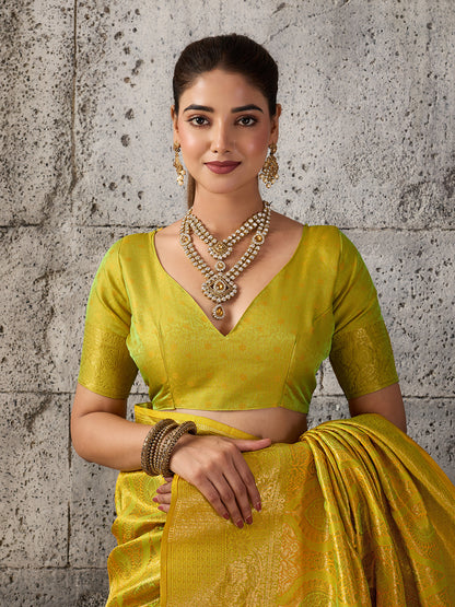 Sutriti Mustard Yellow Banarasi Silk Saree for Women - Festive & Wedding Wear