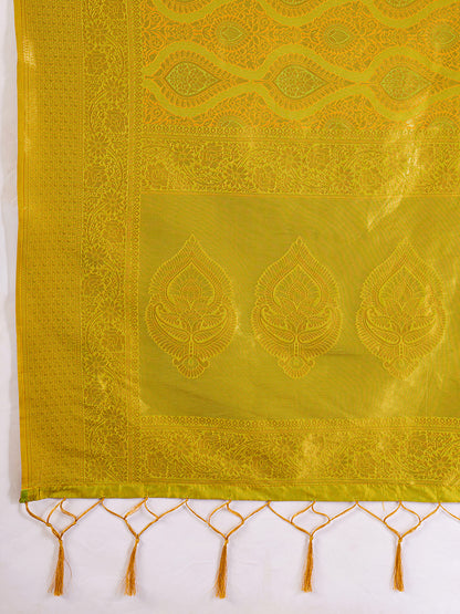 Sutriti Mustard Yellow Banarasi Silk Saree for Women - Festive & Wedding Wear