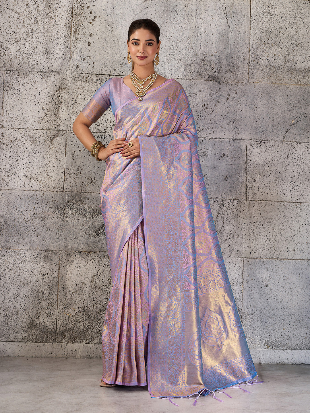 Sutriti Lavender Lilac Banarasi Silk Saree for Women - Festive & Wedding Wear