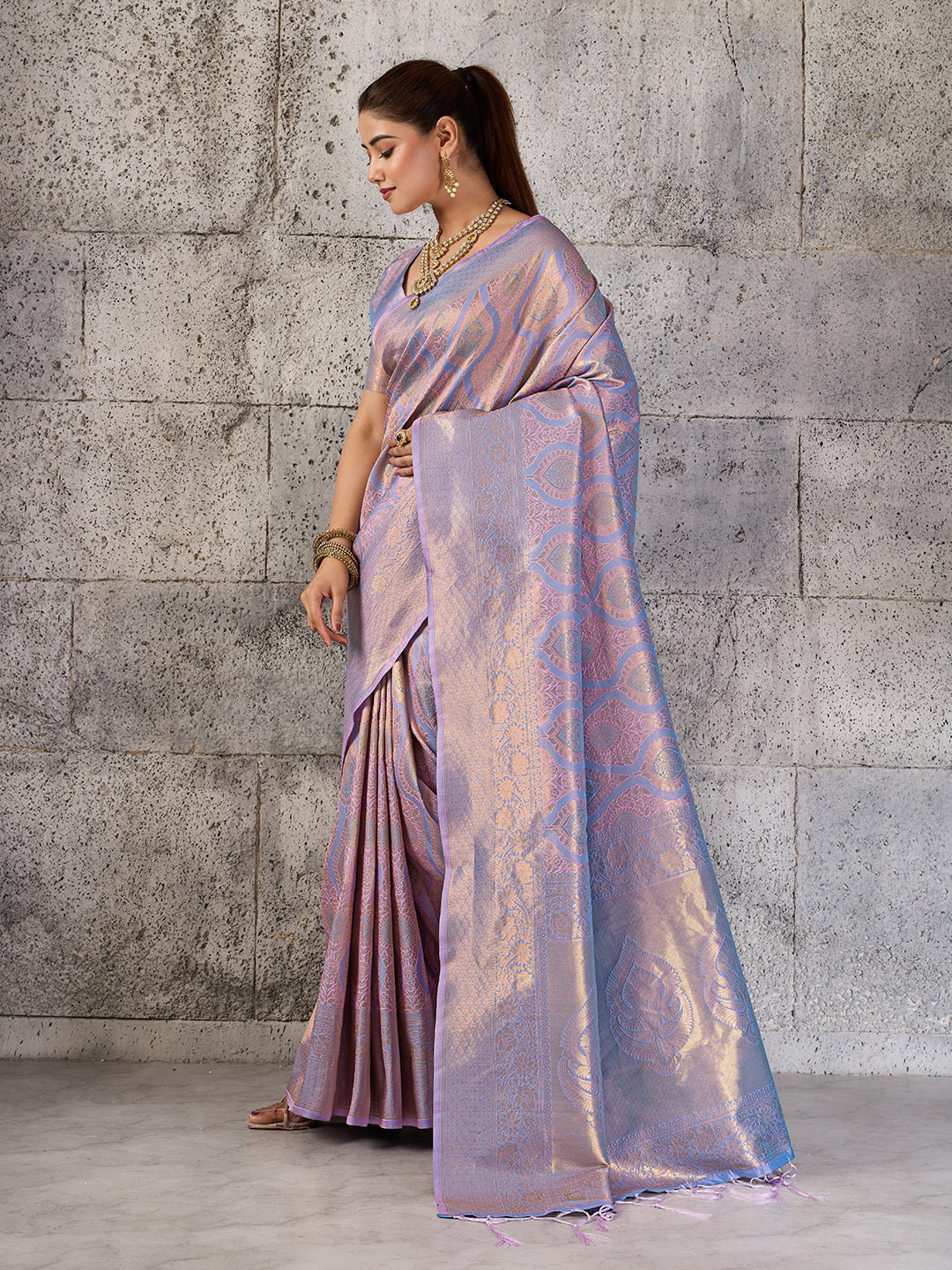 Sutriti Lavender Lilac Banarasi Silk Saree for Women - Festive & Wedding Wear