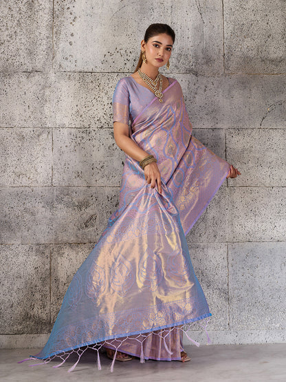 Sutriti Lavender Lilac Banarasi Silk Saree for Women - Festive & Wedding Wear