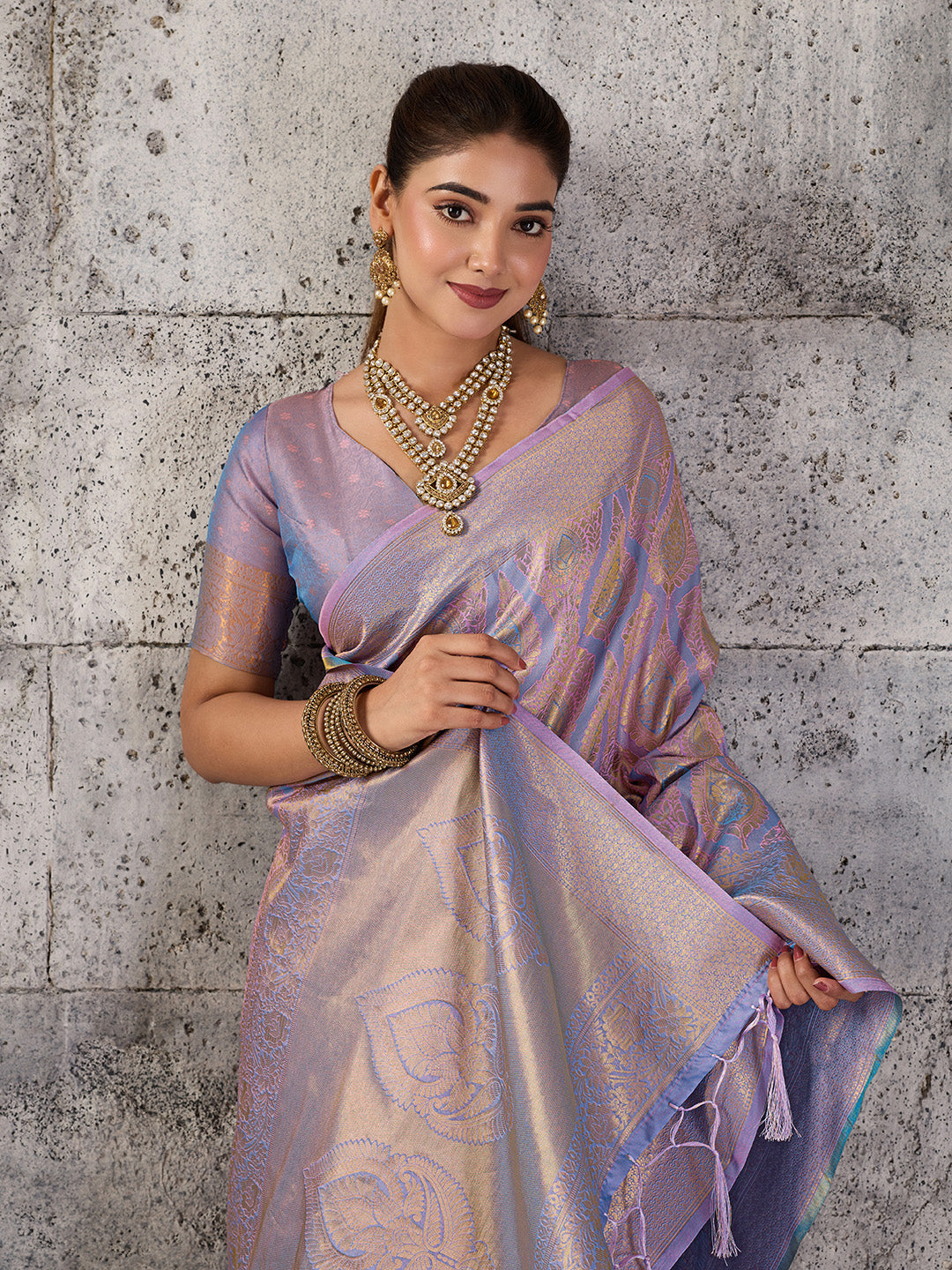 Sutriti Lavender Lilac Banarasi Silk Saree for Women - Festive & Wedding Wear