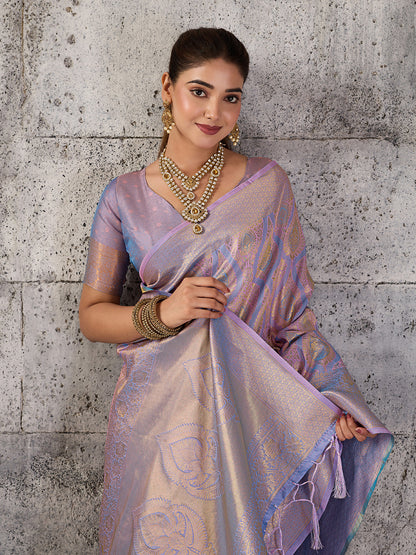 Sutriti Lavender Lilac Banarasi Silk Saree for Women - Festive & Wedding Wear