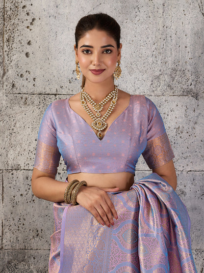 Sutriti Lavender Lilac Banarasi Silk Saree for Women - Festive & Wedding Wear