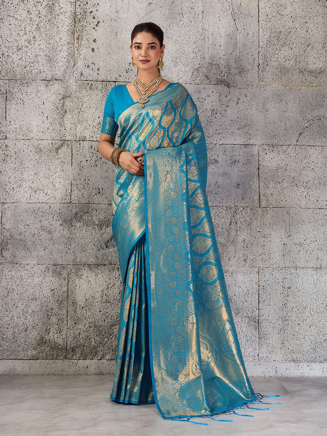 Sutriti Teal Blue Banarasi Silk Saree for Women - Festive & Wedding Wear