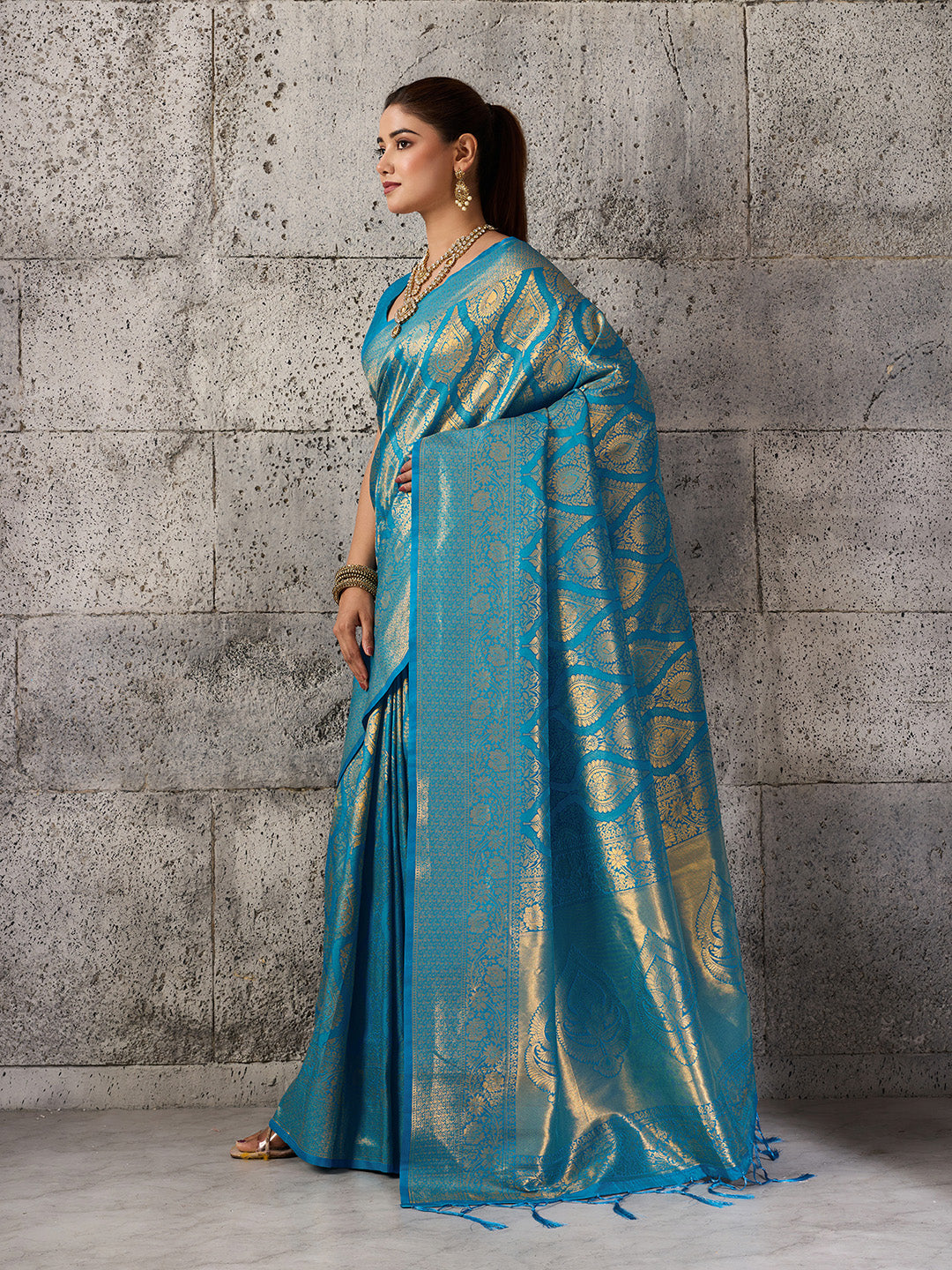 Sutriti Teal Blue Banarasi Silk Saree for Women - Festive & Wedding Wear