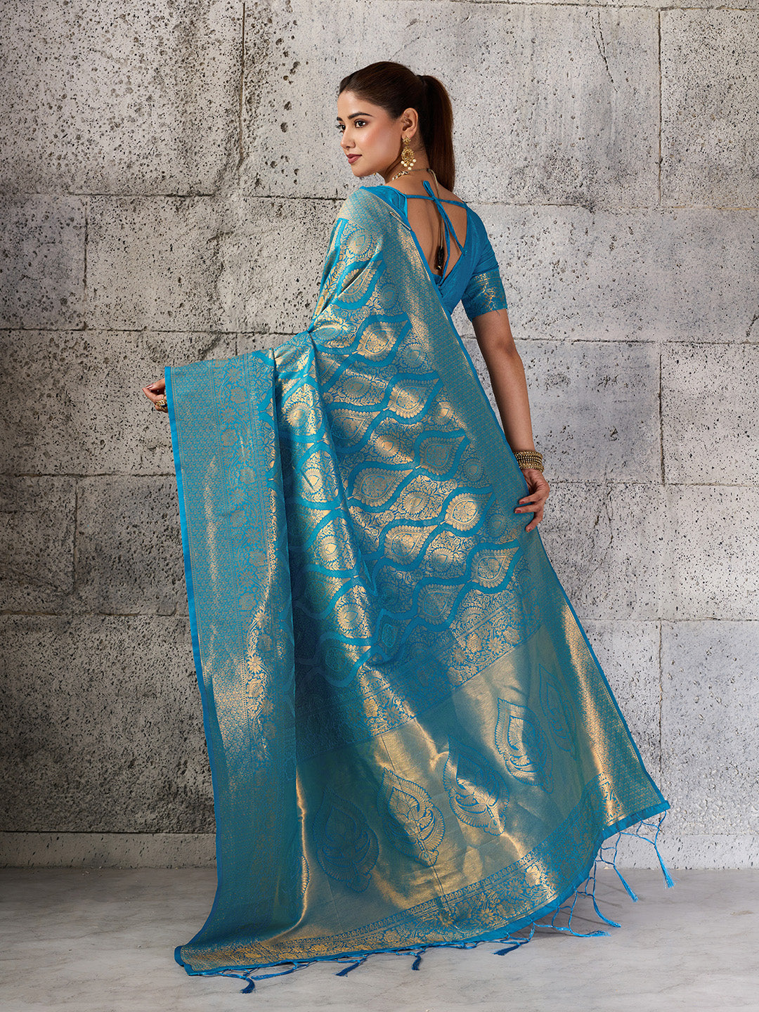 Sutriti Teal Blue Banarasi Silk Saree for Women - Festive & Wedding Wear