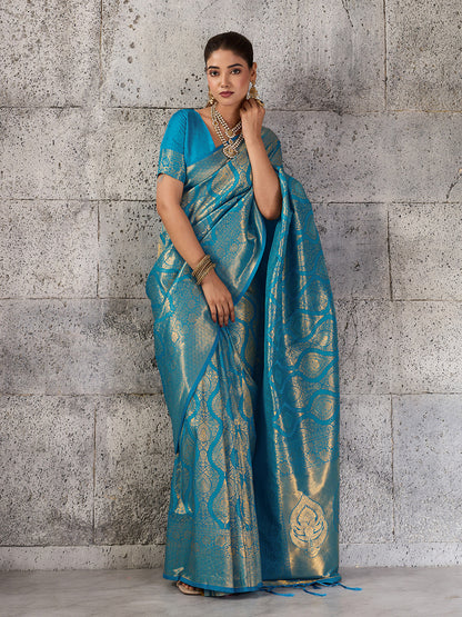 Sutriti Teal Blue Banarasi Silk Saree for Women - Festive & Wedding Wear