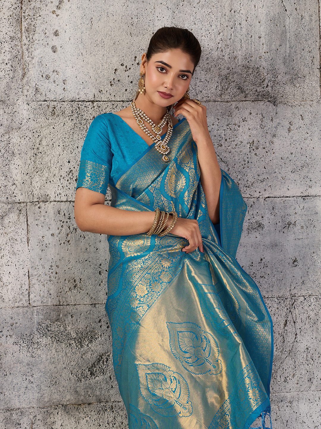 Sutriti Teal Blue Banarasi Silk Saree for Women - Festive & Wedding Wear