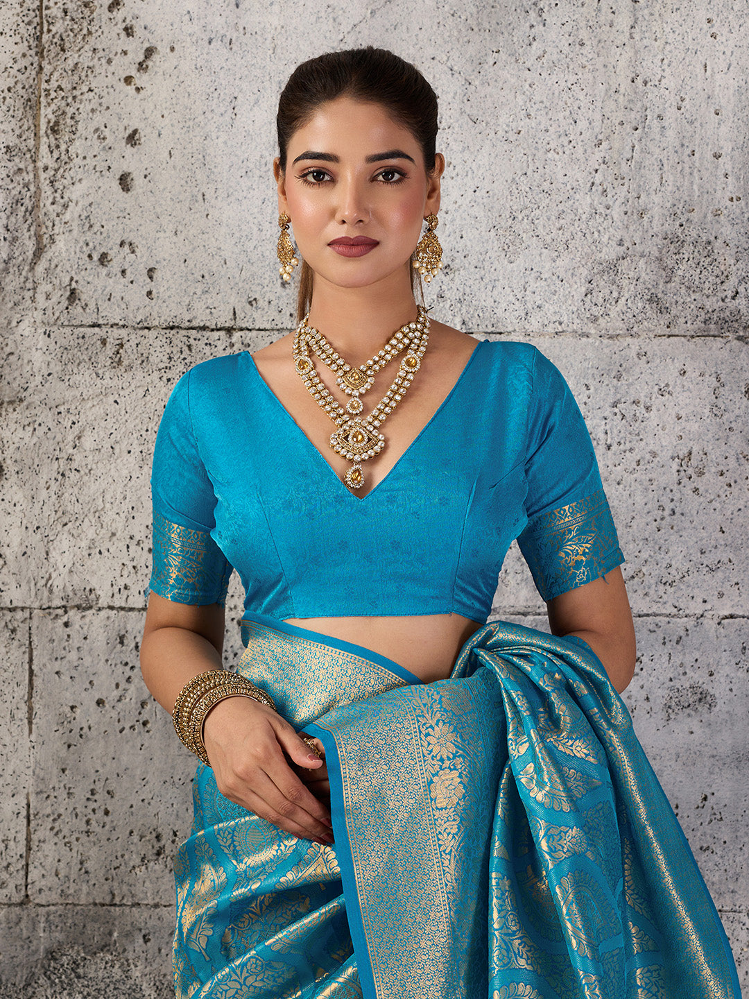 Sutriti Teal Blue Banarasi Silk Saree for Women - Festive & Wedding Wear
