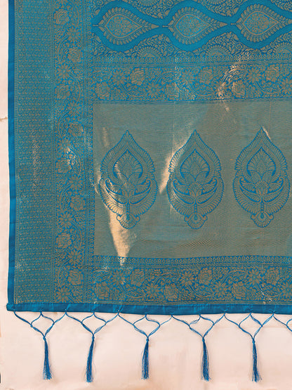 Sutriti Teal Blue Banarasi Silk Saree for Women - Festive & Wedding Wear