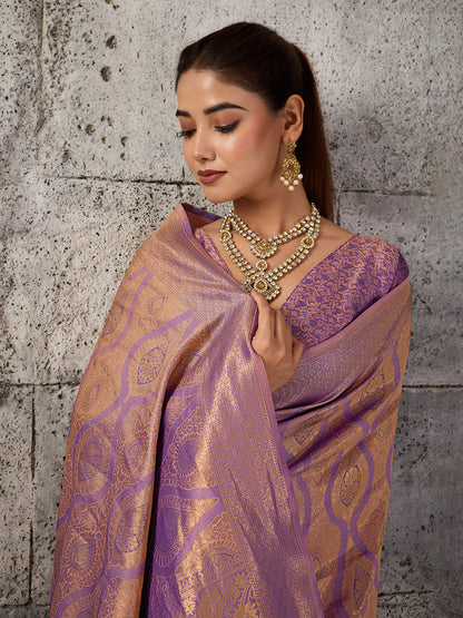 Sutriti Mauve Purple Banarasi Silk Saree for Women - Festive & Wedding Wear