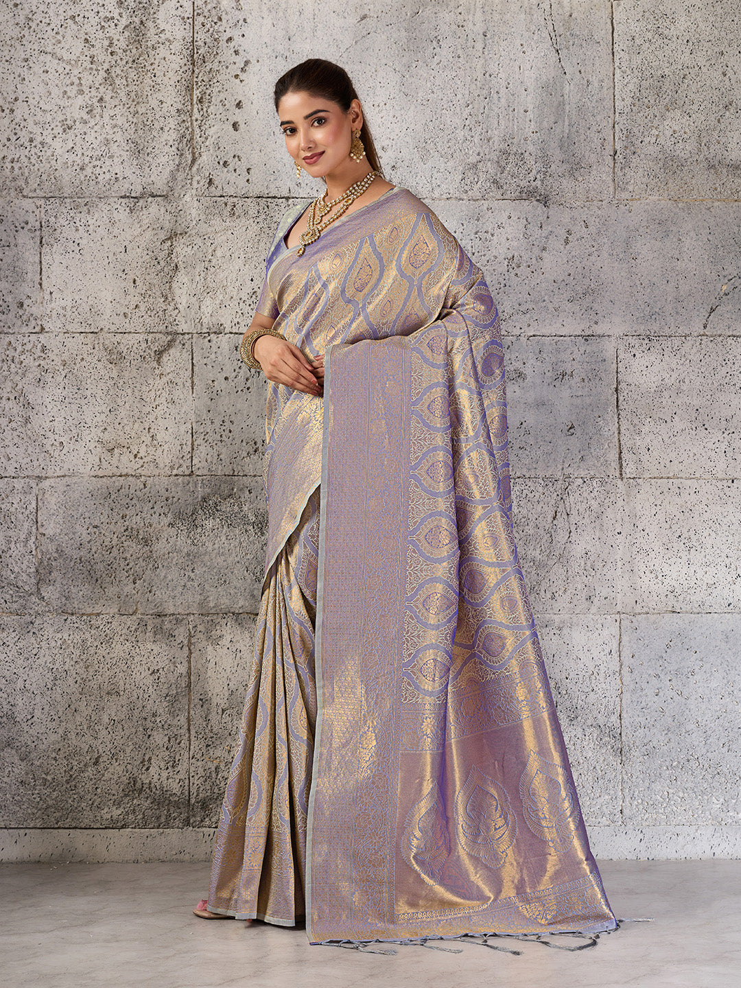 Sutriti Silver Grey Banarasi Silk Saree for Women - Festive & Wedding Wear