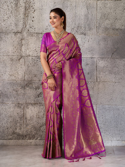 Sutriti Rani Pink Banarasi Silk Saree for Women - Festive & Wedding Wear