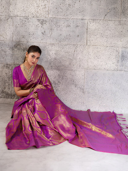 Sutriti Rani Pink Banarasi Silk Saree for Women - Festive & Wedding Wear