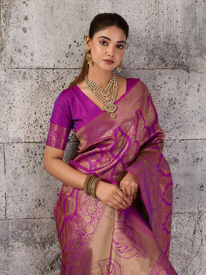Sutriti Rani Pink Banarasi Silk Saree for Women - Festive & Wedding Wear
