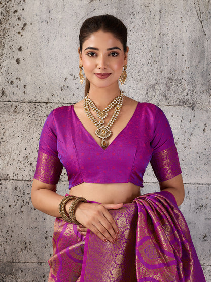 Sutriti Rani Pink Banarasi Silk Saree for Women - Festive & Wedding Wear